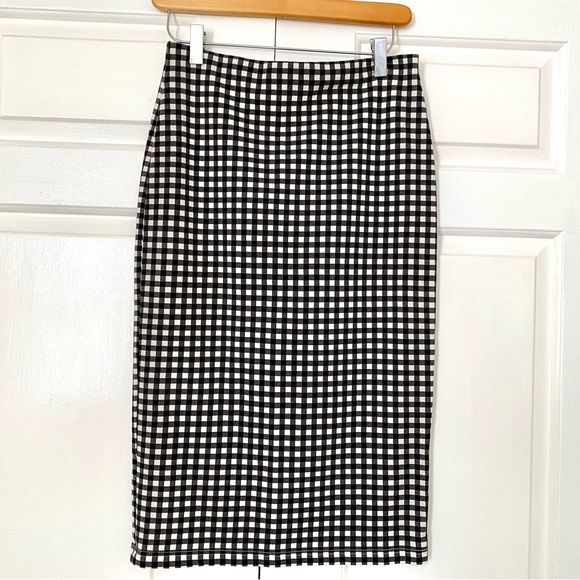 Sanctuary Midi Black and White Plaid Pencil Skirt Sz. S - Picture 3 of 5
